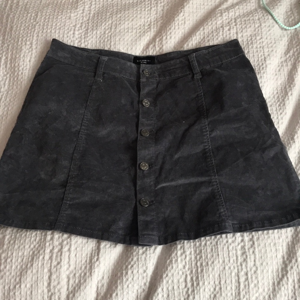 Button up corduroy gray skirt